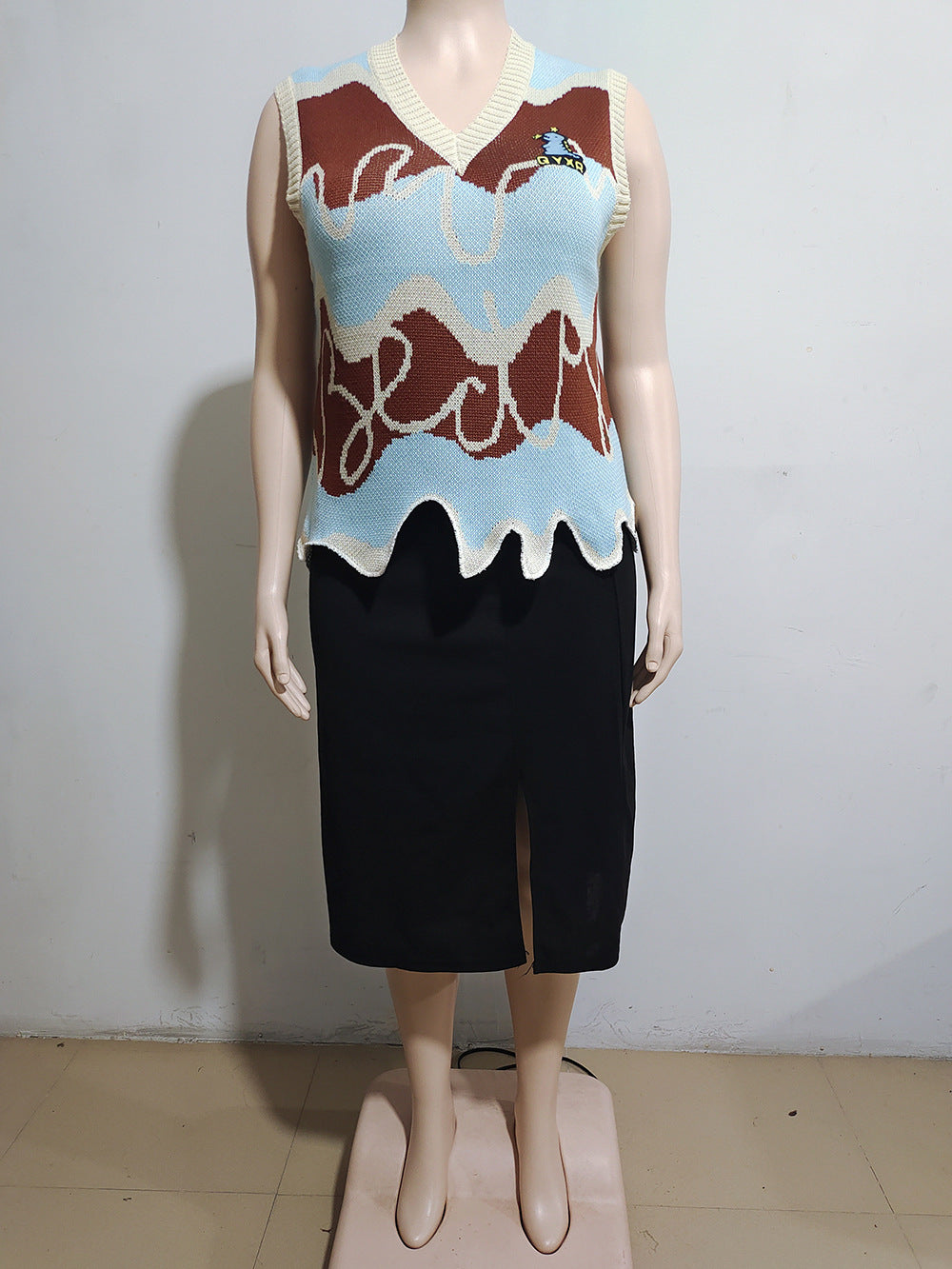 Women's Sweater Vest Autumn And Winter Street Fashion Casual Irregular V-Neck Top 8