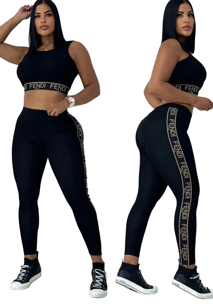 Women's Summer Fashion Sports Vest & Trousers Casual Two-Piece Set