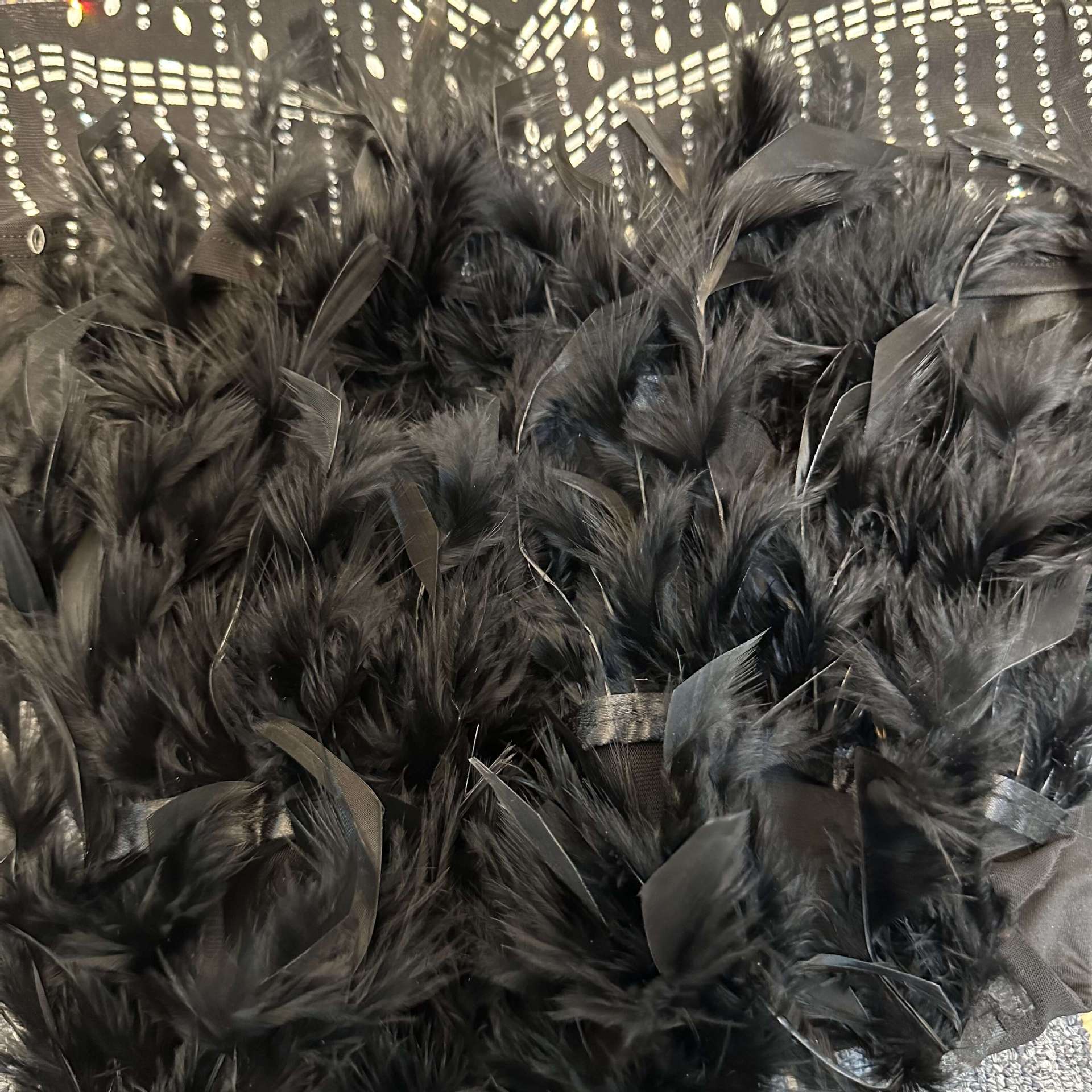 See-Through Slim Feather Beaded Sleeveless Strapless Bodycon Dress 17