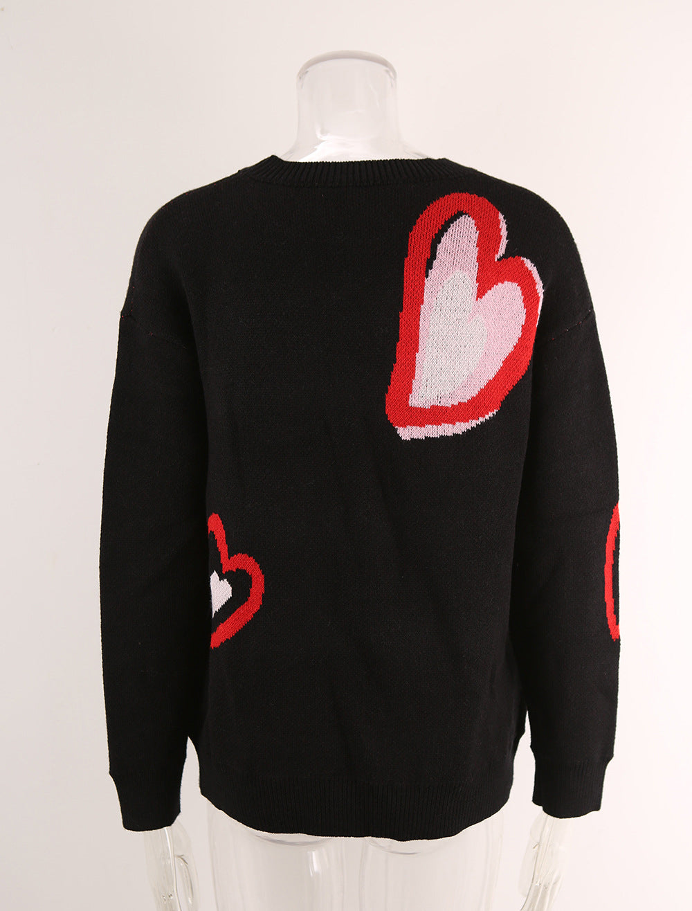 Plus Size Winter Women Valentine's Day Heart Print Sweater 10