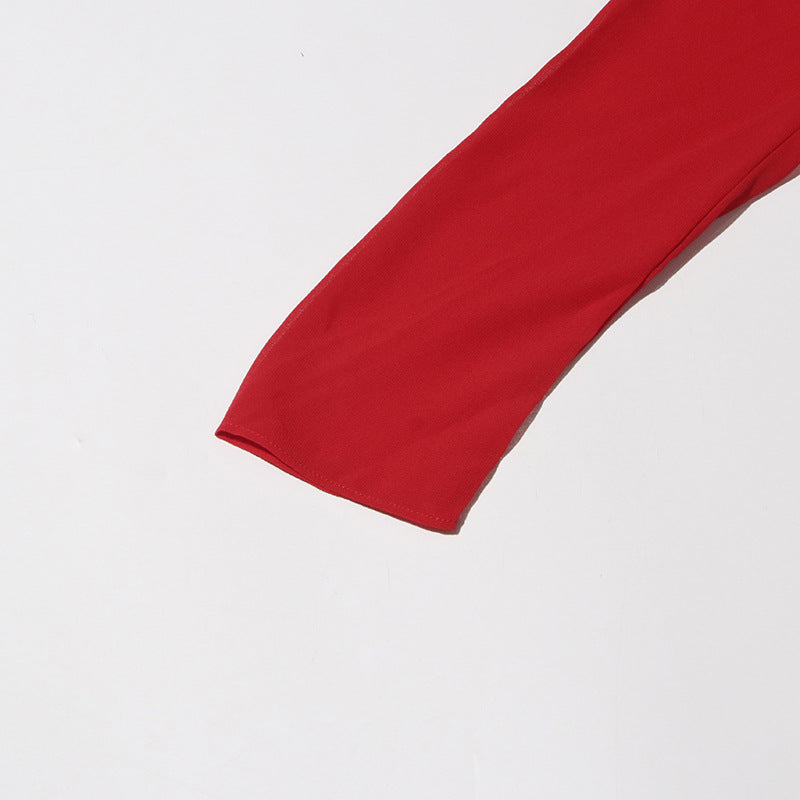 Women V-neck tie top irregular mesh shirt 16