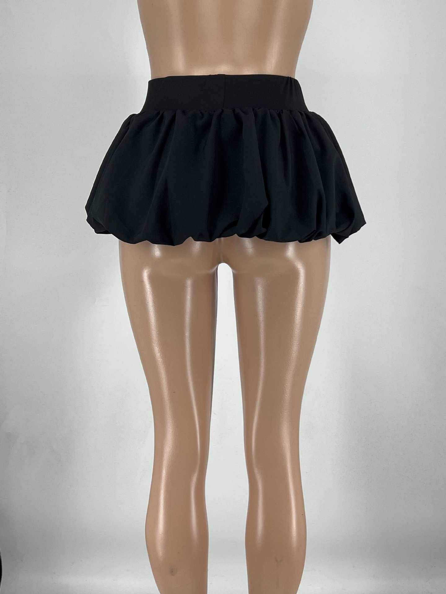 Women Solid Stretch Pleated Skirt Bubble Skirt 29
