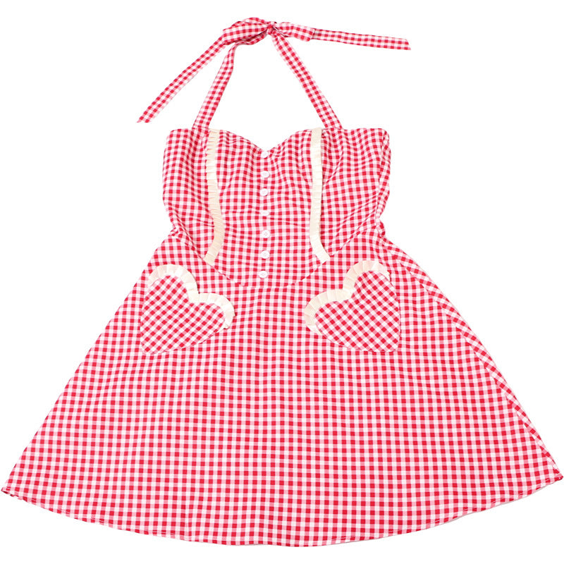 Summer women's clothing sexy Halter Neck contrast color slim Slim Fit Lace-Up plaid dress 11