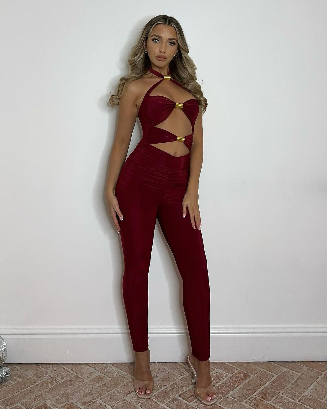 Summer Elastic High Waist Sexy Lace-Up  Hollow Jumpsuit 3
