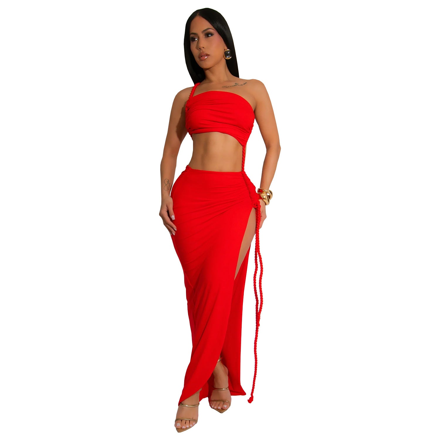 Women Summer Bodycon Slit Side Sexy Maxi Dress 11