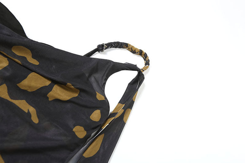 Summer Chic Sexy Mesh Low-Back Slit Print Bodycon Dress 15