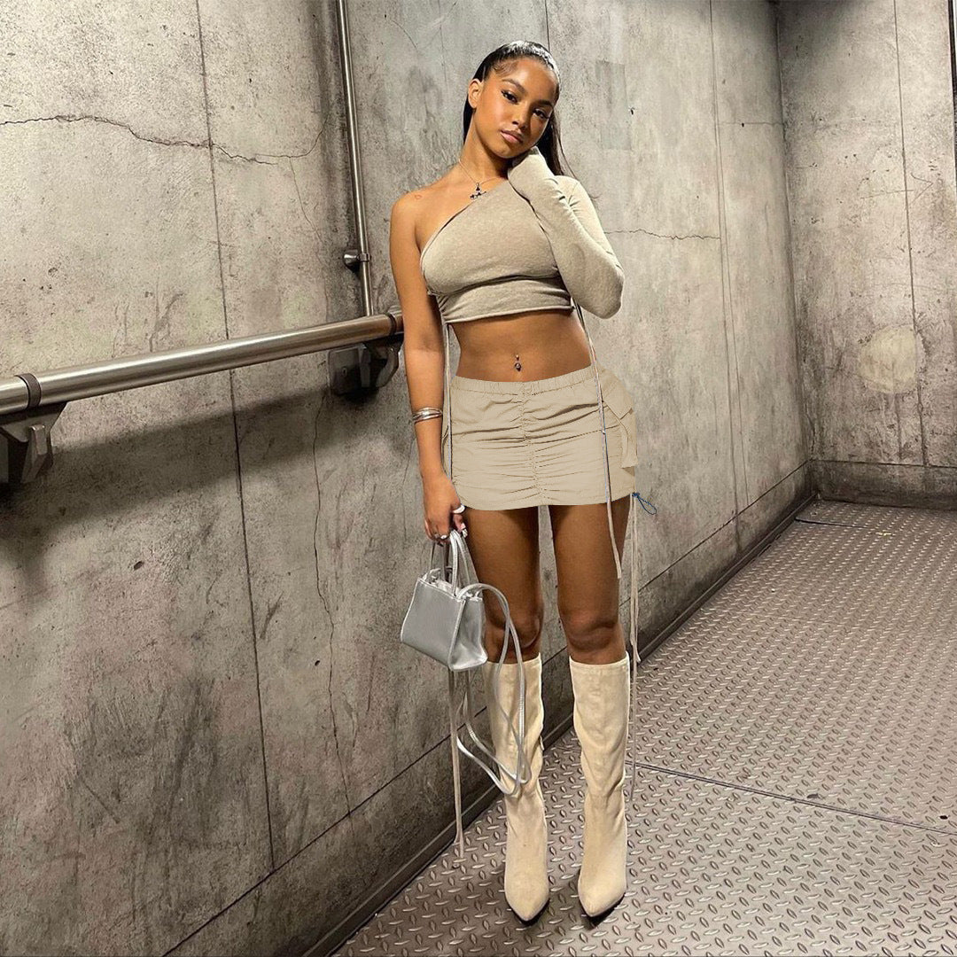 Women Sexy Drawstring Mini Skirts 6