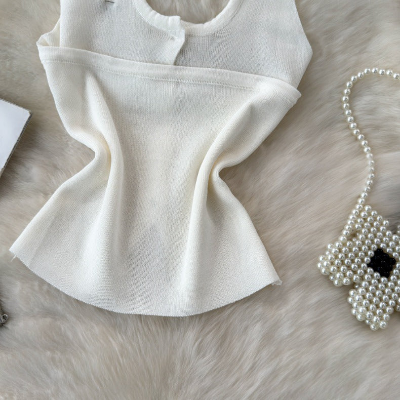 Fashionable Halter Neck Low Back Breasted Slim Fit Knitting Vest Women's Outdoor Wear Trendy Basic Top 18