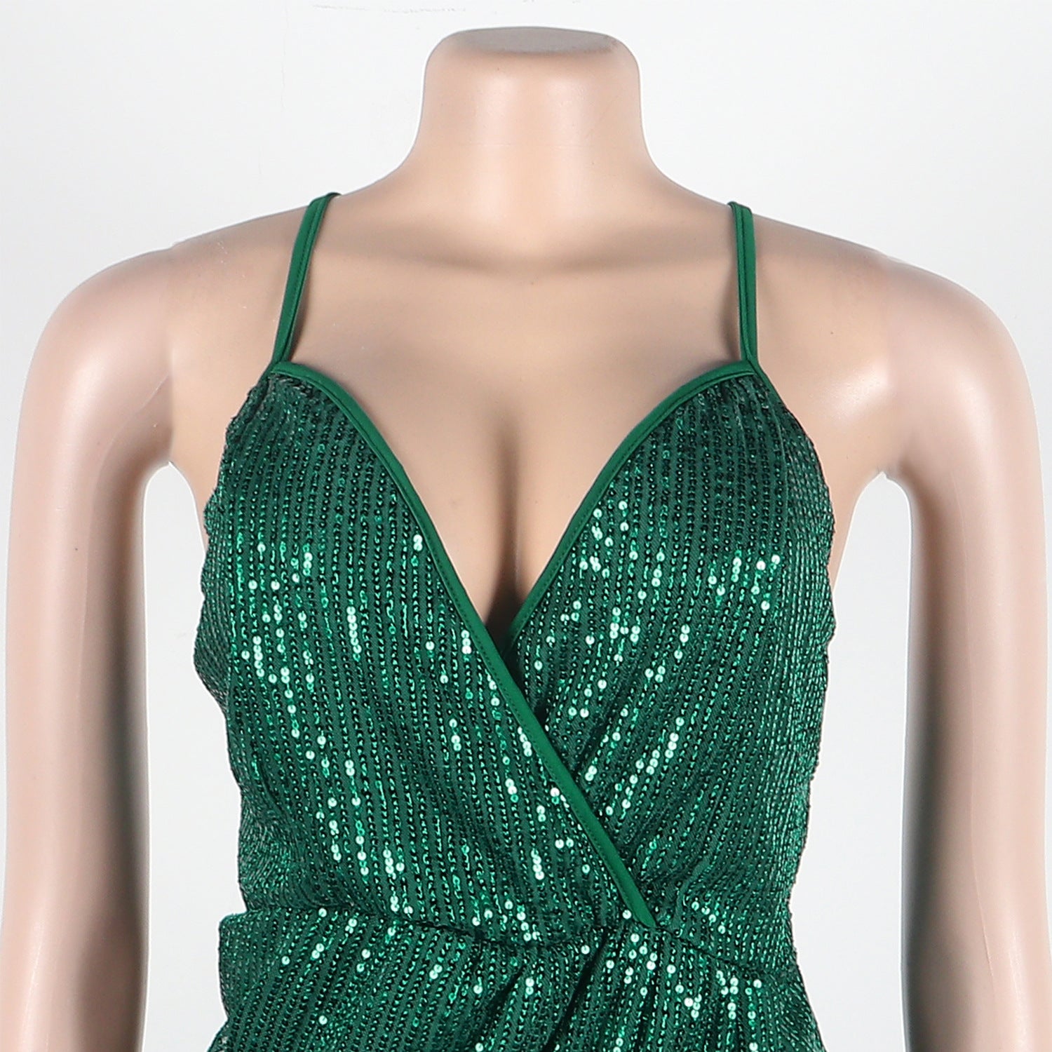 Sexy sequin strap slit dress nightclub dress 21