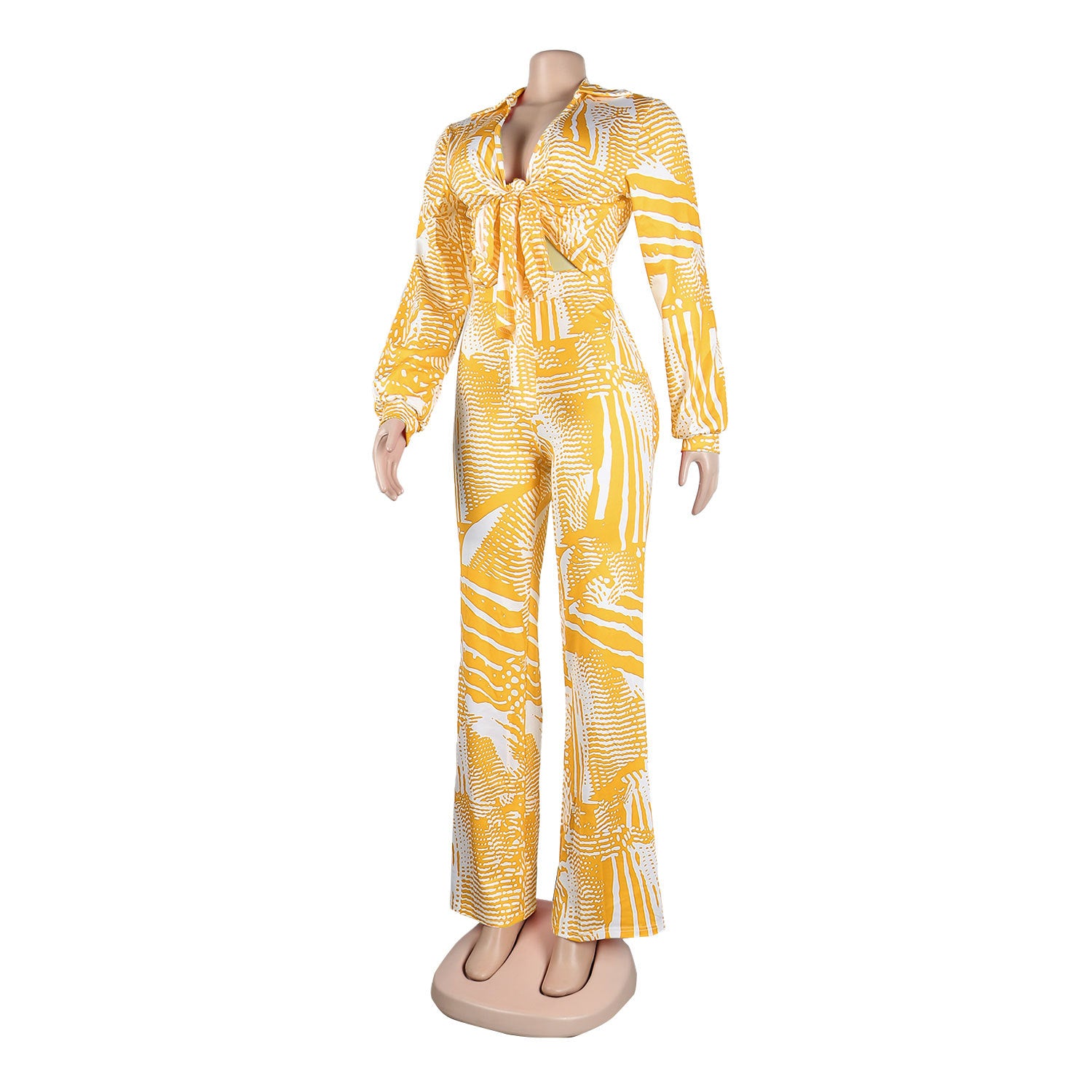 Sexy Printed Nightclub Lace-Up Two-Piece Pants Set 16