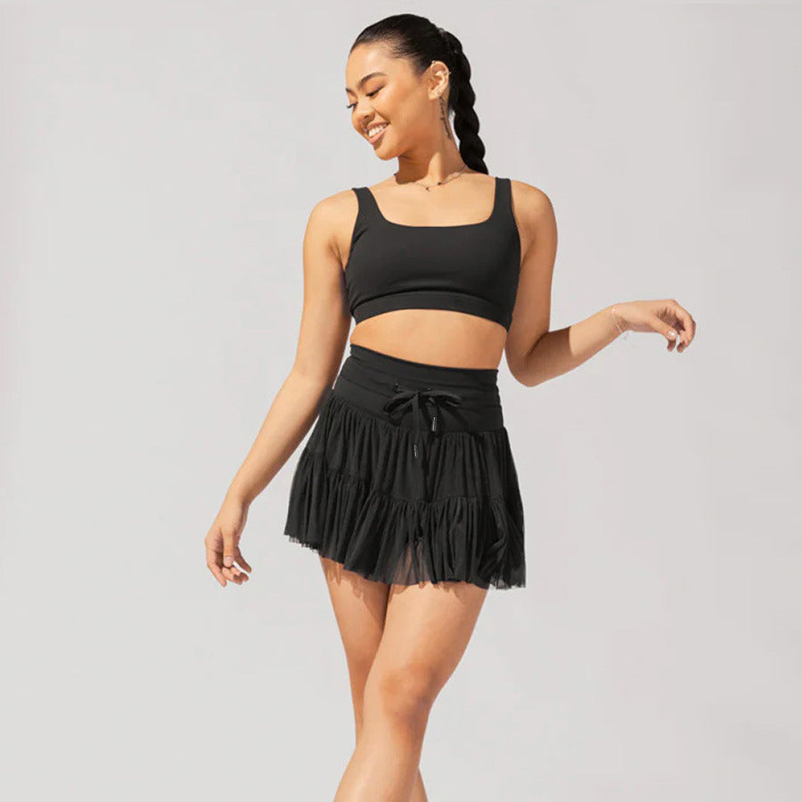 Women Summer Lace-up Pleated Skirt
