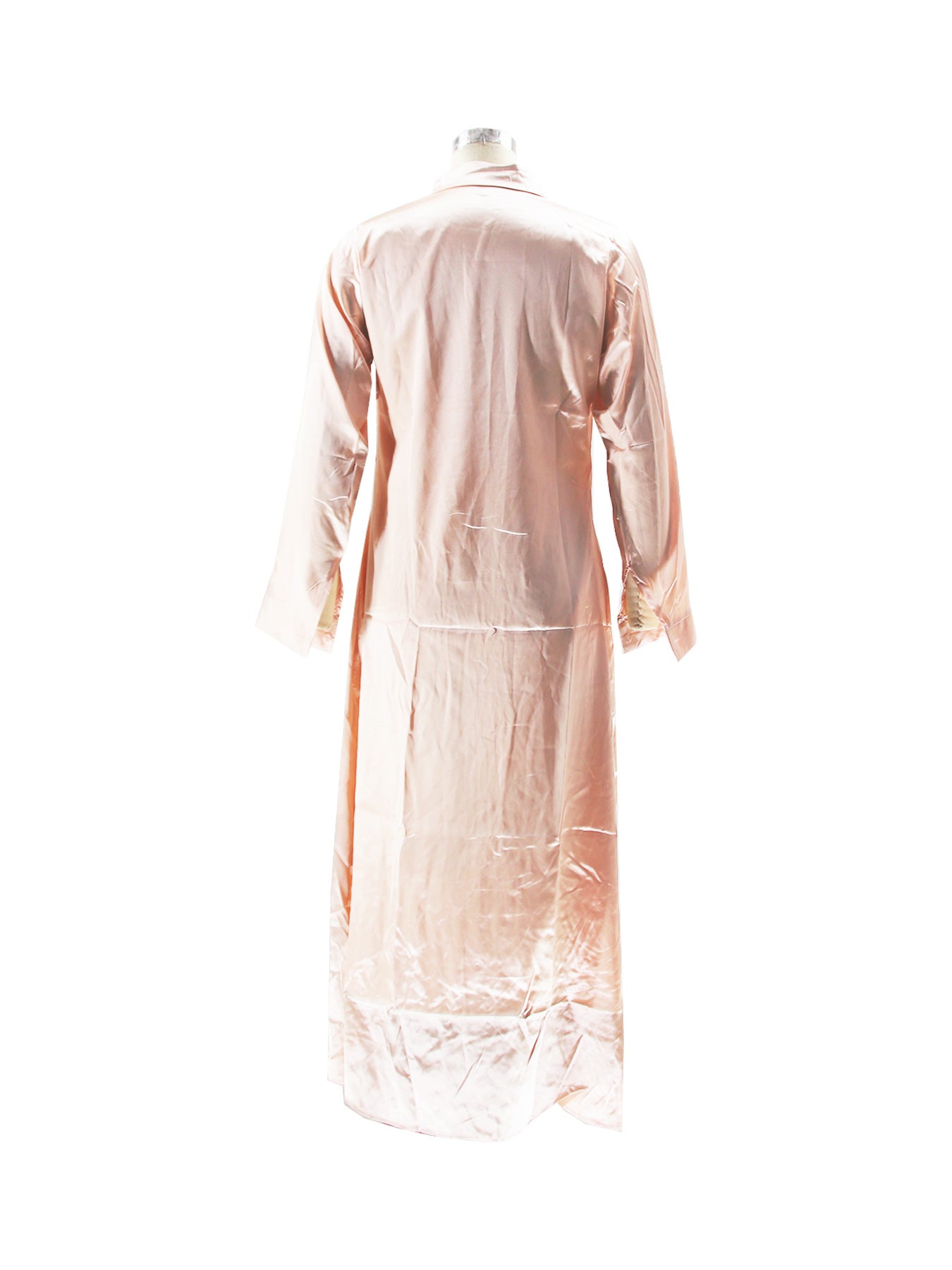 Women Shiny Satin Loose Casual Shirt Dress 11