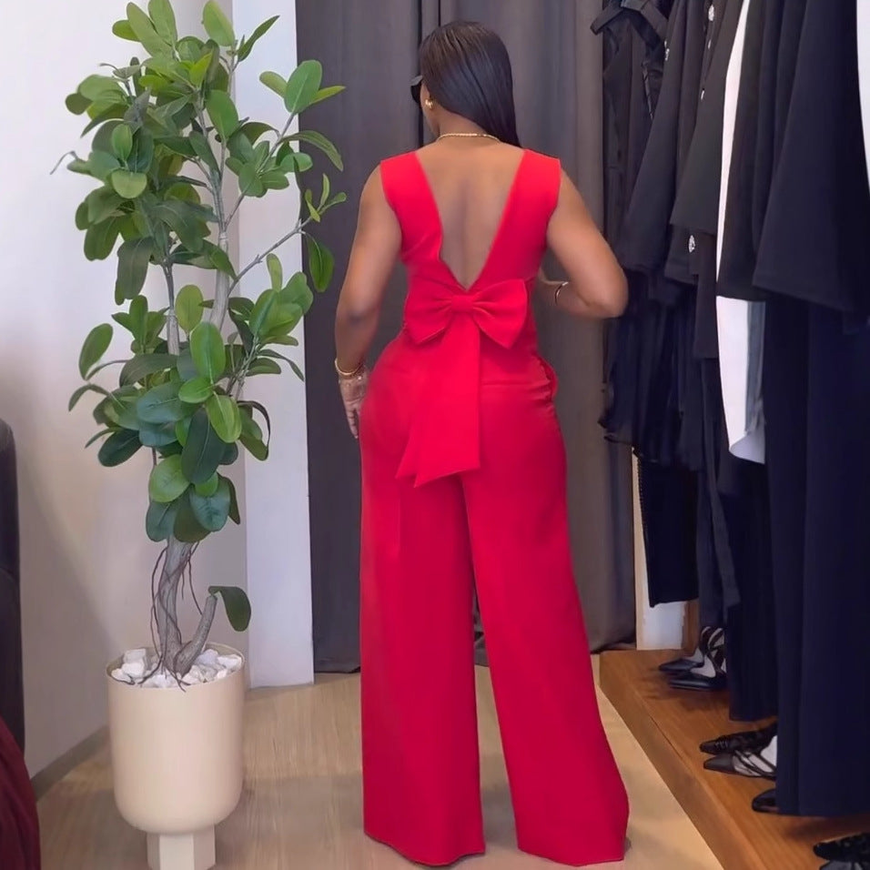 V-Neck Bow Detail Vest Trousers Two-Piece Set 6