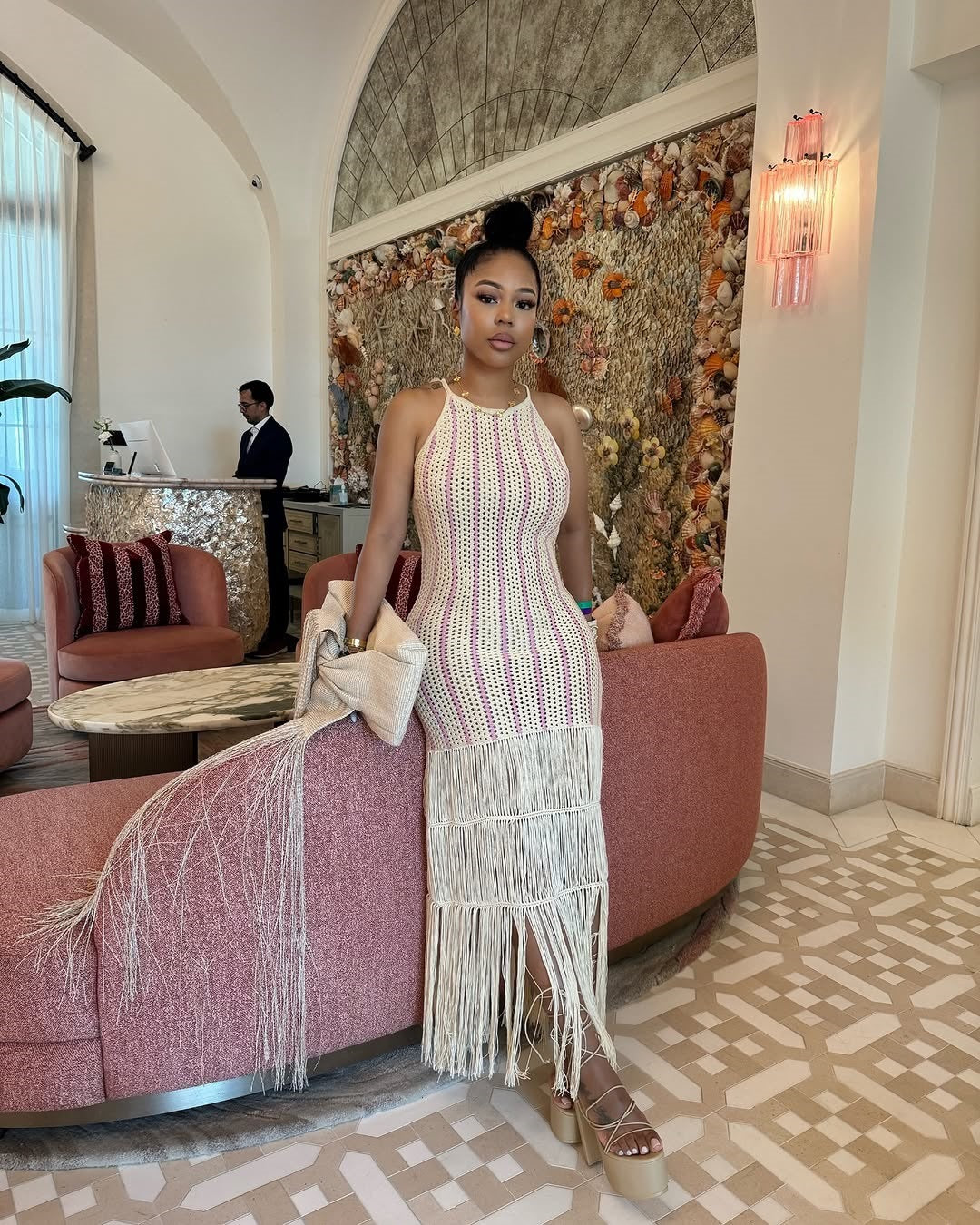 Women Casual Knitting Tassel Beach Dress 3