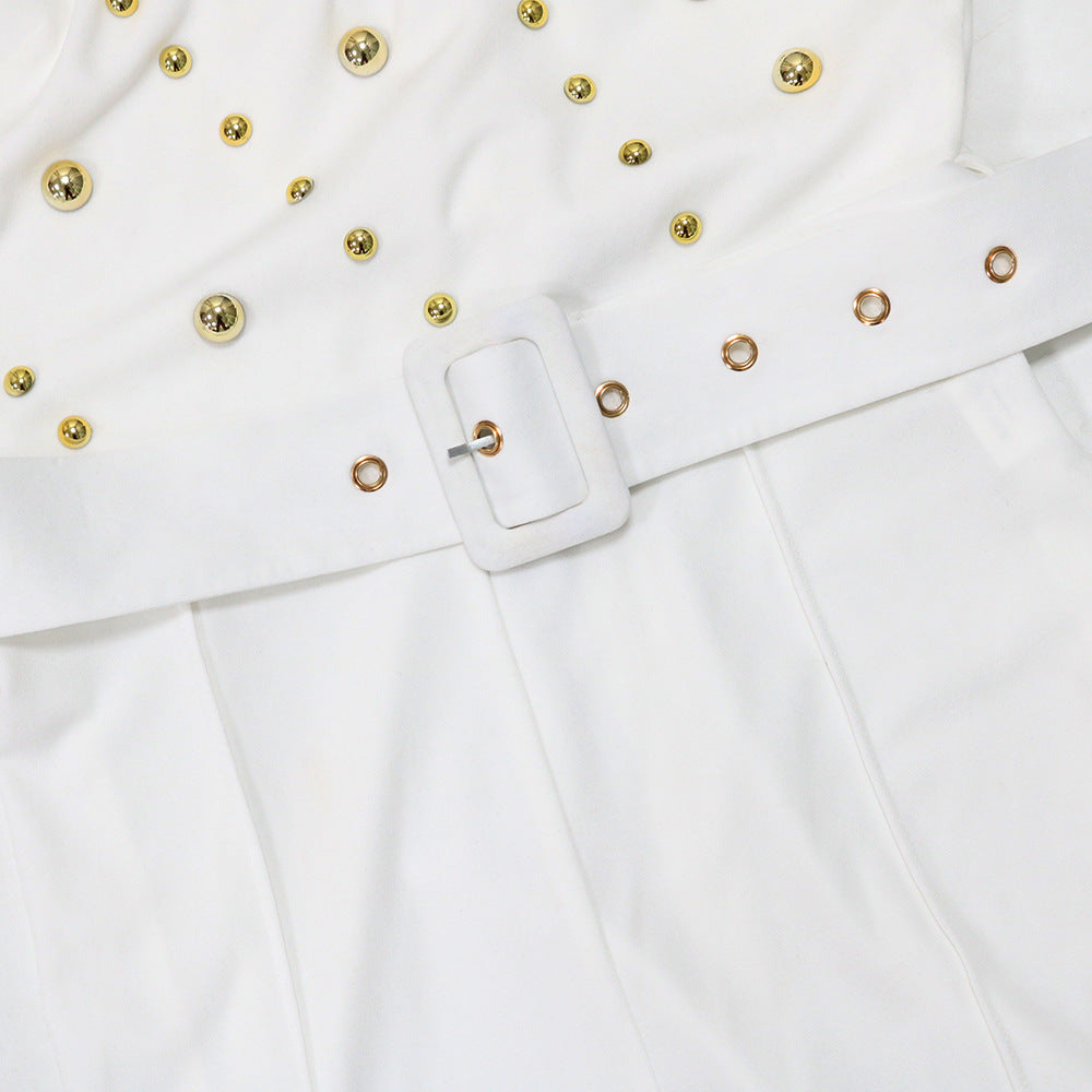 Women's Style Fashionable Solid Color Jumpsuit Slim One Shoulder One Piece Wide Leg Pants 27