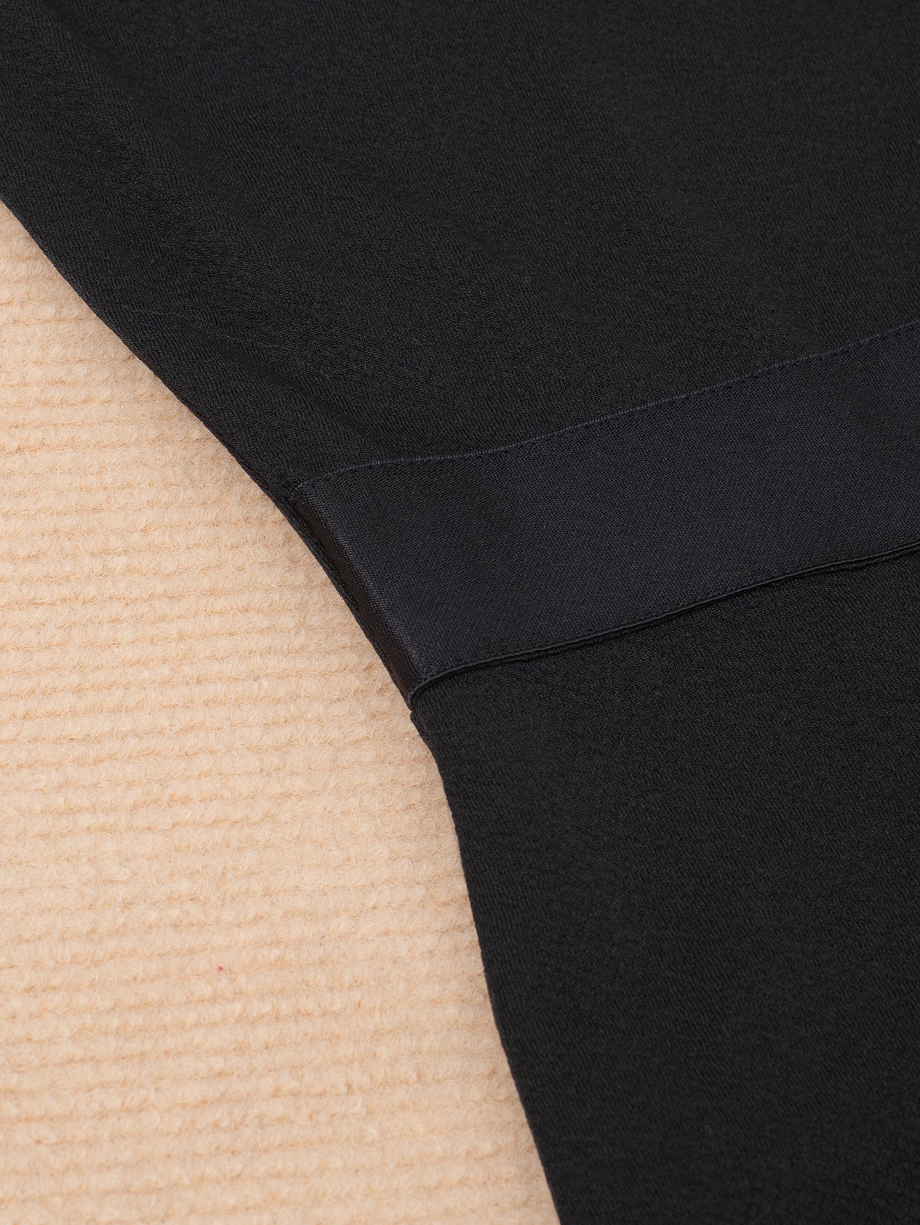 Elegant Slim Lace Patchwork Sleeve Black Ruffle Career Dress 6