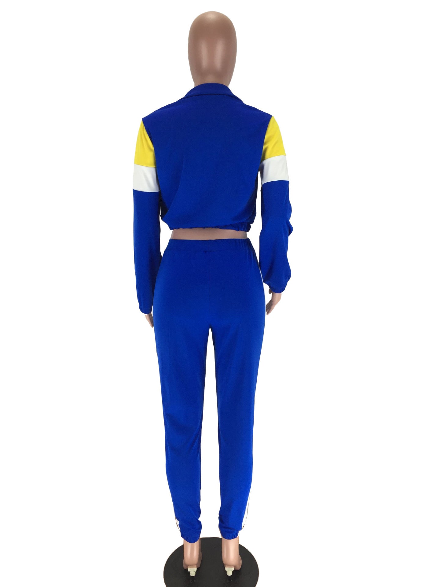 Women's Patchwork Sport Contrast Casual Tracksuit Two Piece Set 31