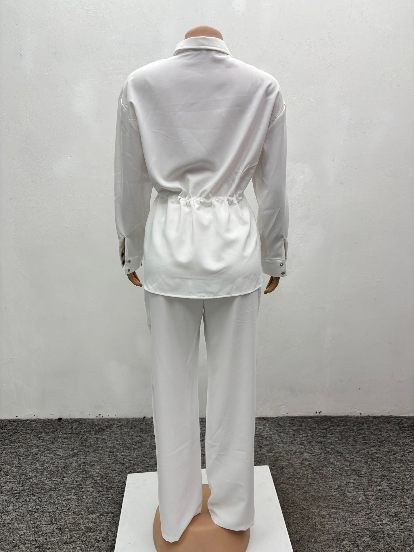 Spring Women's Suit Slim Waist Shirt Trousers Black Two-Piece Set 10