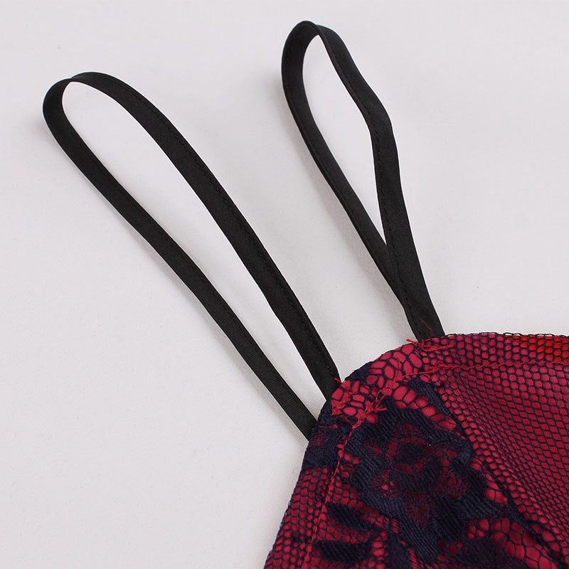 Women's Purple Strap Lace-Up Gothic Lace A-Line Dress 18