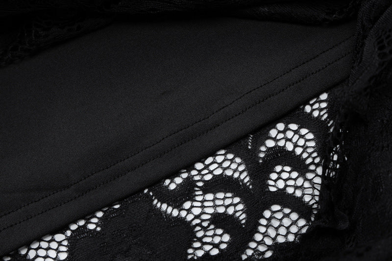 Women's Spring Fashionable And Sexy Lace Patchwork Slim Long Sleeve Dress 12