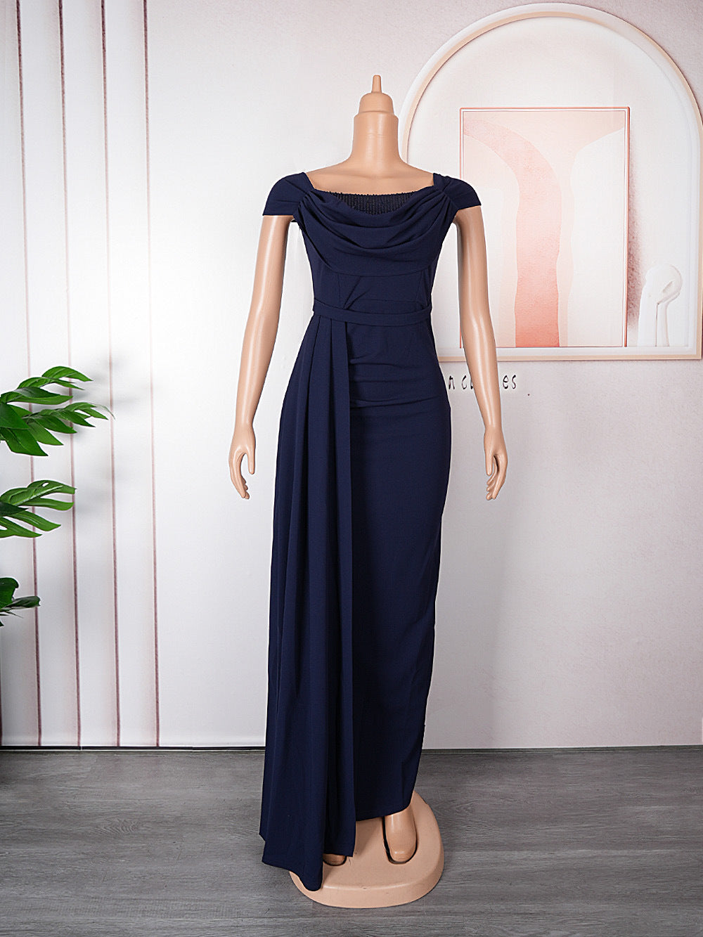 African Women's Plus Size Solid Color Long Dress 12