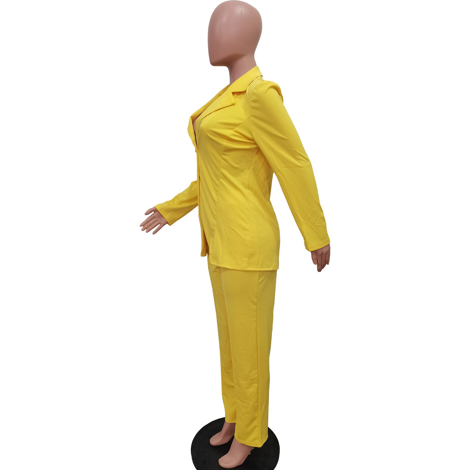 Women Solid Turndown Collar Two-piece Set 25