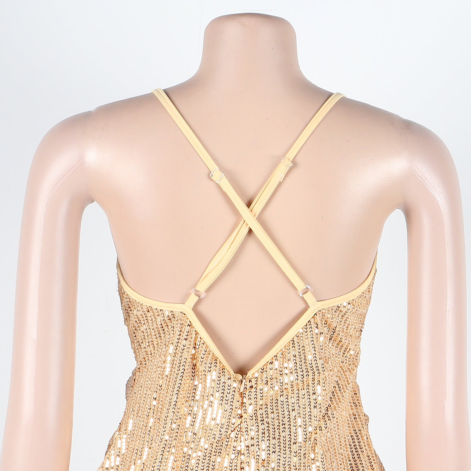 Sexy sequin strap slit dress nightclub dress 50