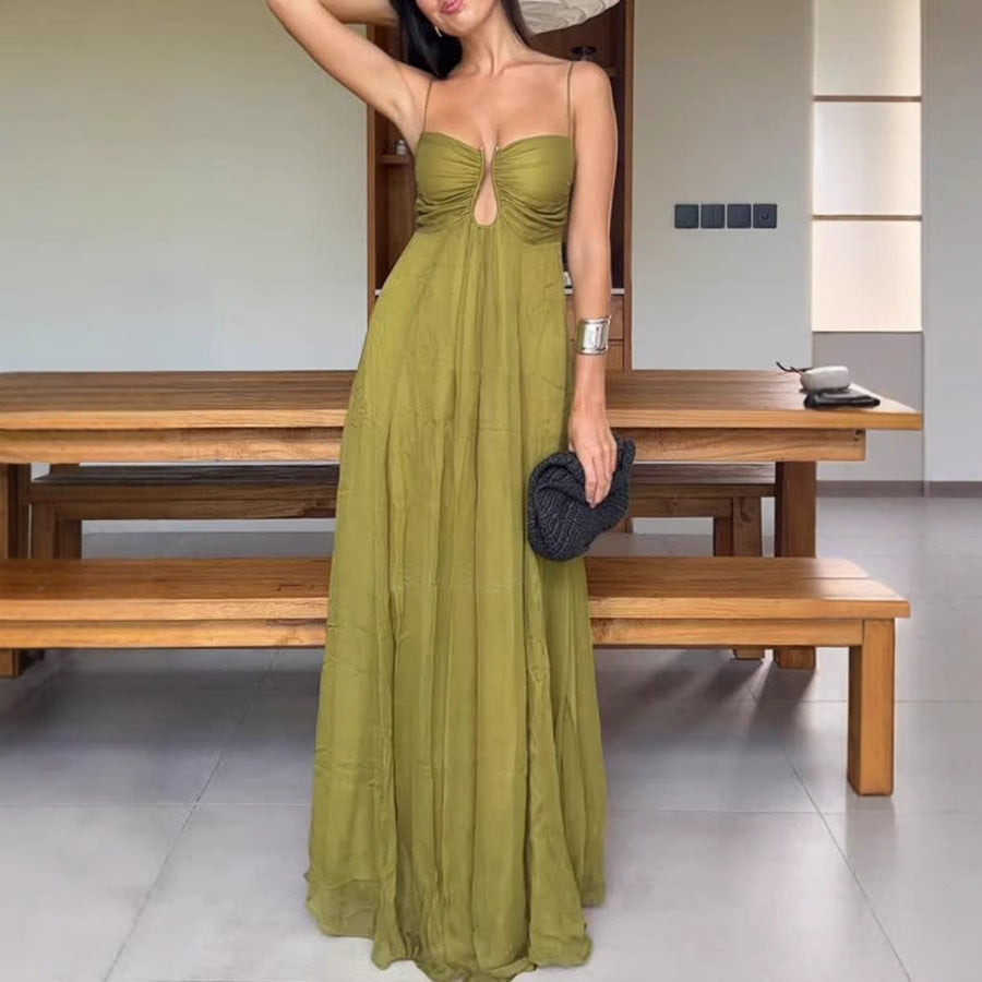 Summer Sexy Strap U-Neck Holiday Maxi Dress