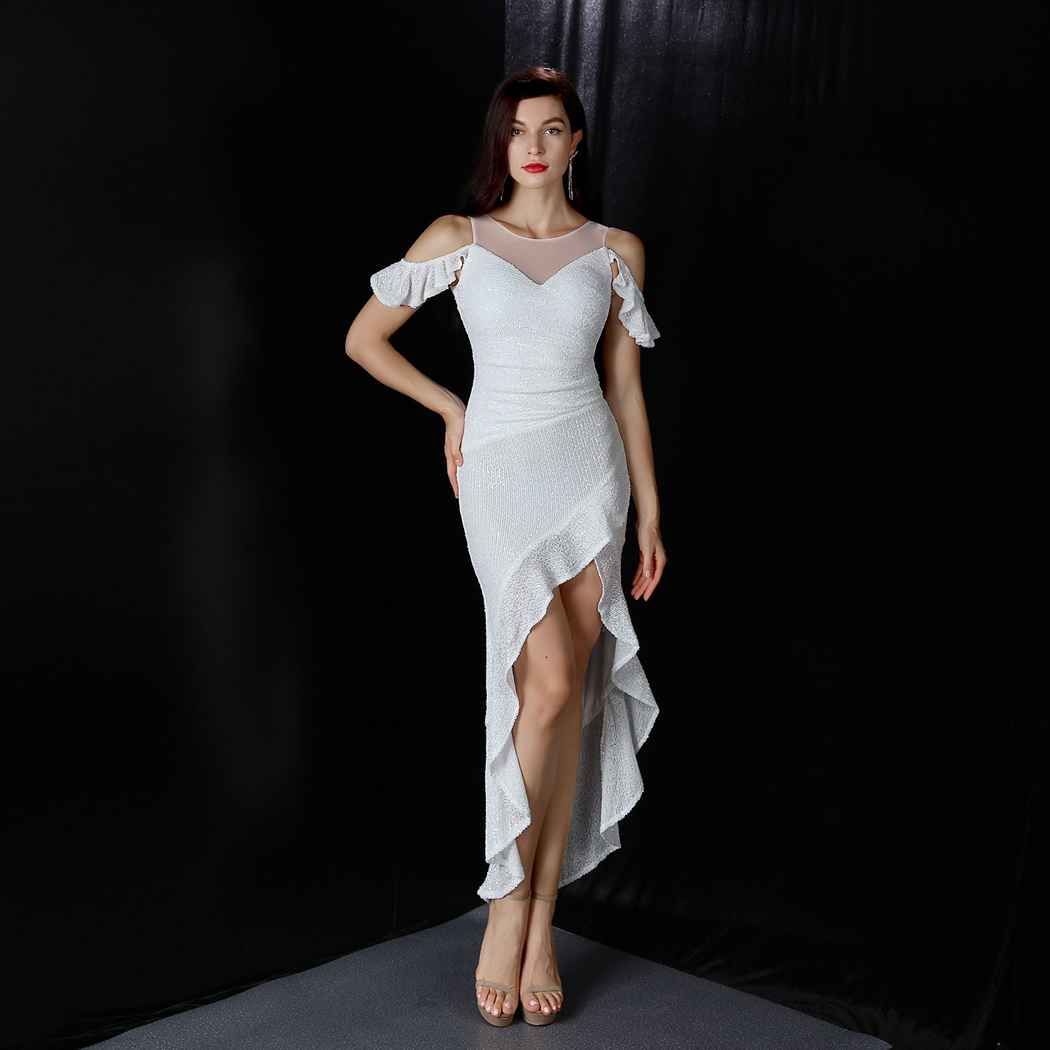 High-Slit Fishtail Evening Dress Formal Party Gown 8