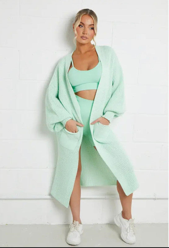 Autumn and winter Women solid knitting pocket cardigan sweater jacket 25