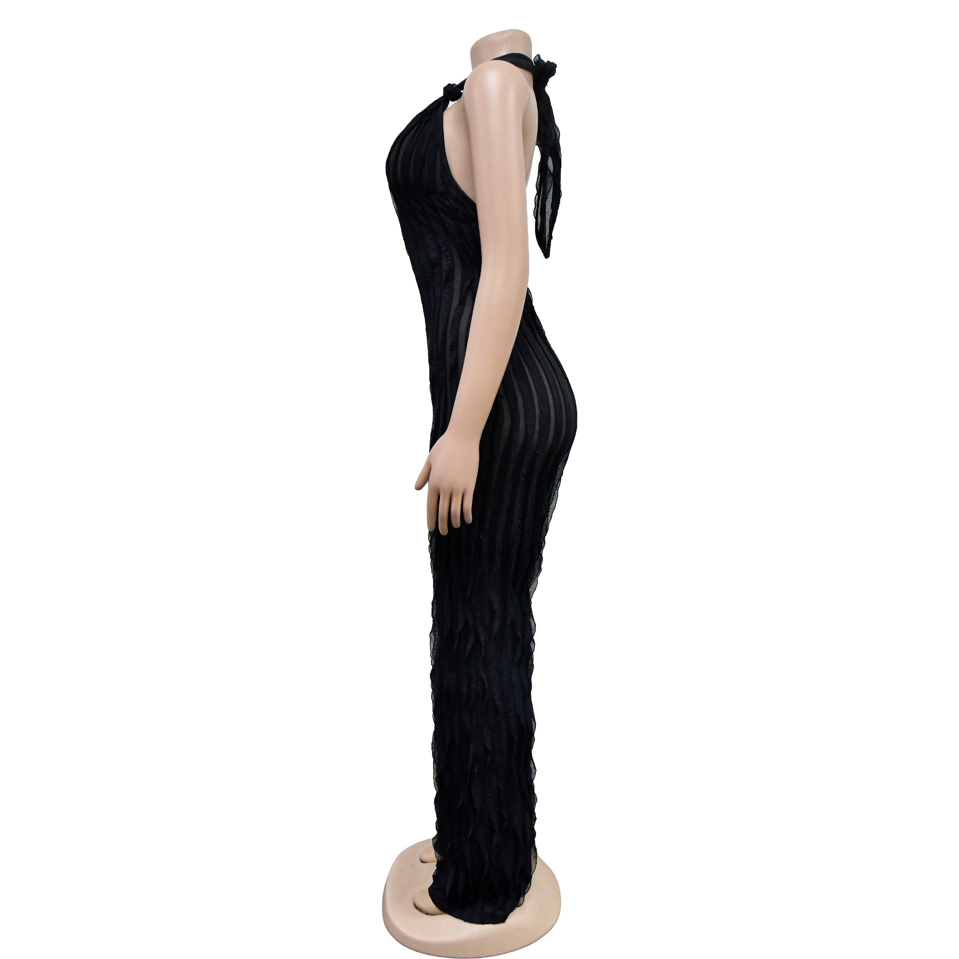 Fashion Women's Solid Color Low Back Deep V Halter Neck Jumpsuit 19