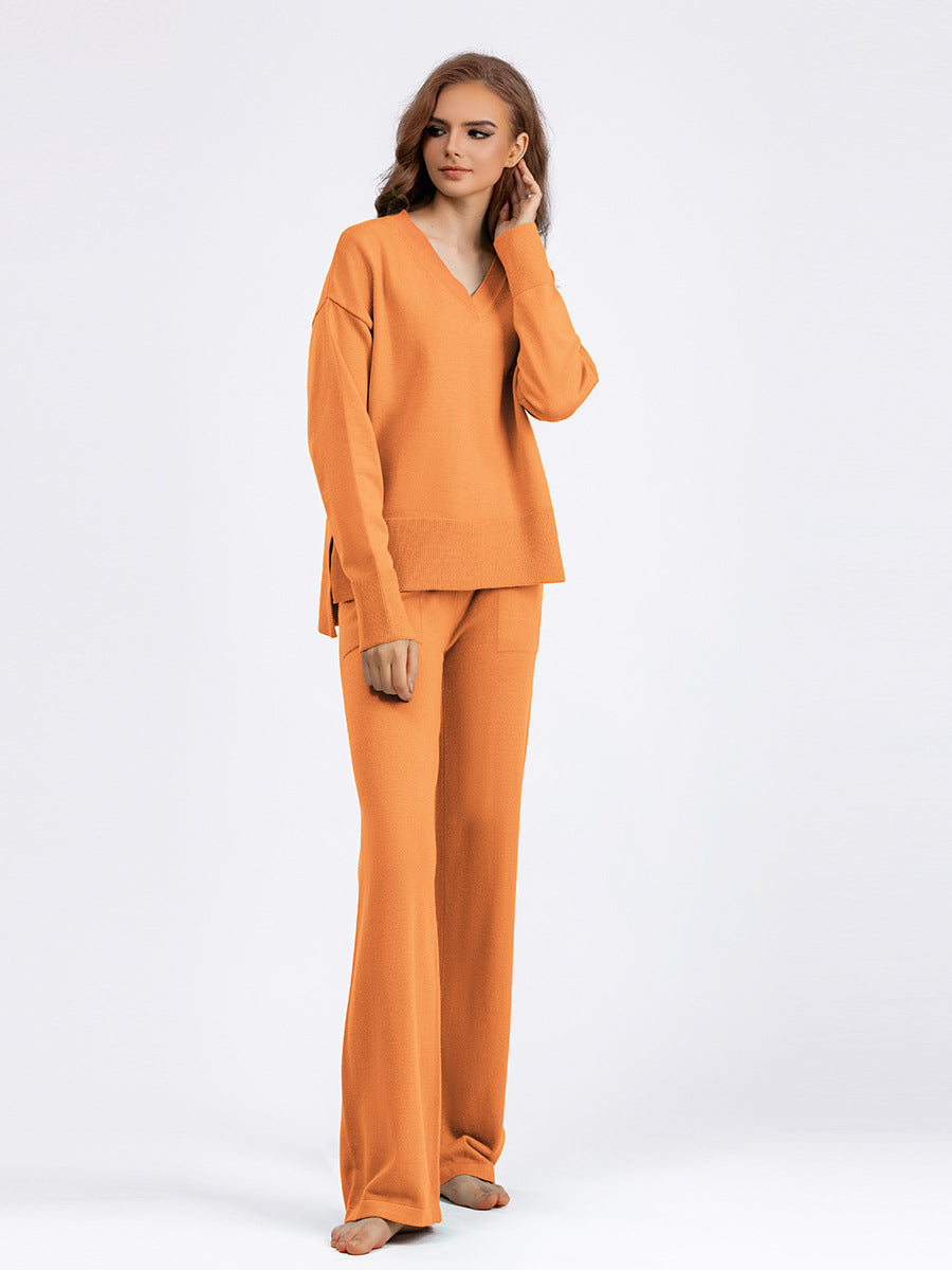Women Autumn and Winter Loose Casual Sweater and Pant Two-piece Set 7