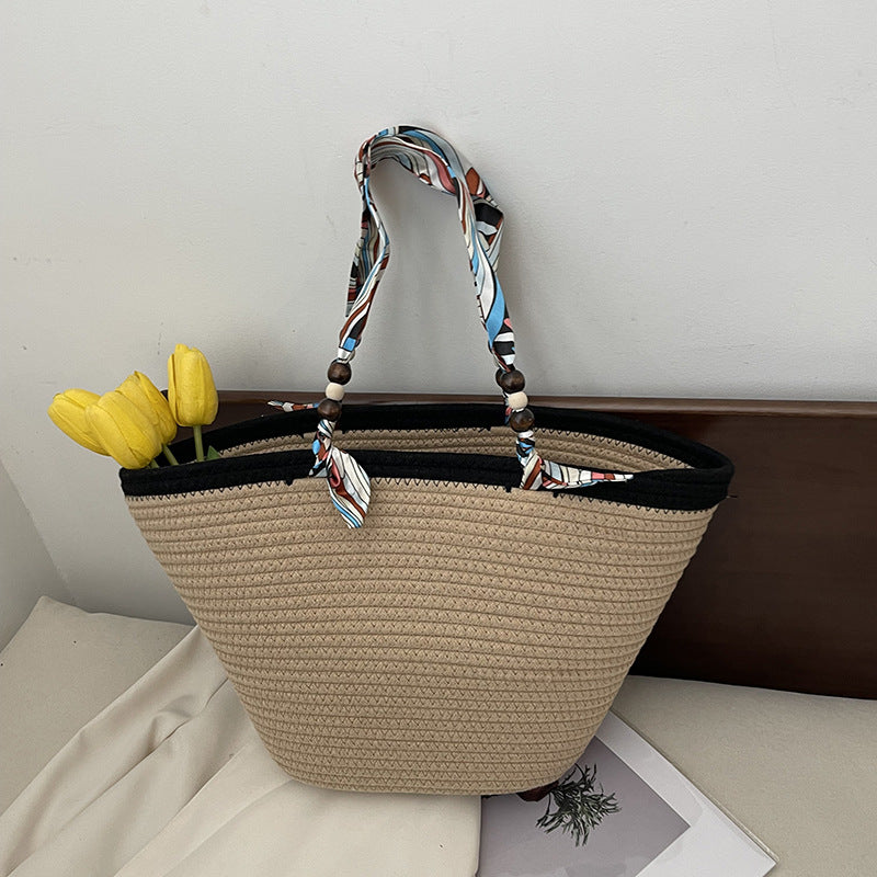 Women Popular Beach Holidays Straw Bag Shoulder Tote Bag 9