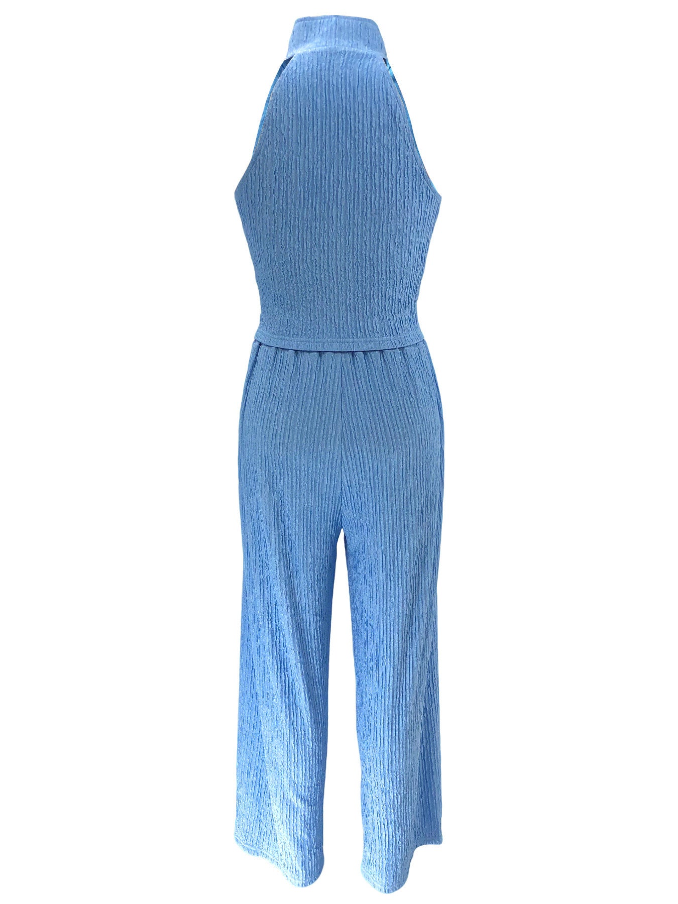 Women Summer Sleeveless Top Pleated Casual Pants Two-piece Set 19