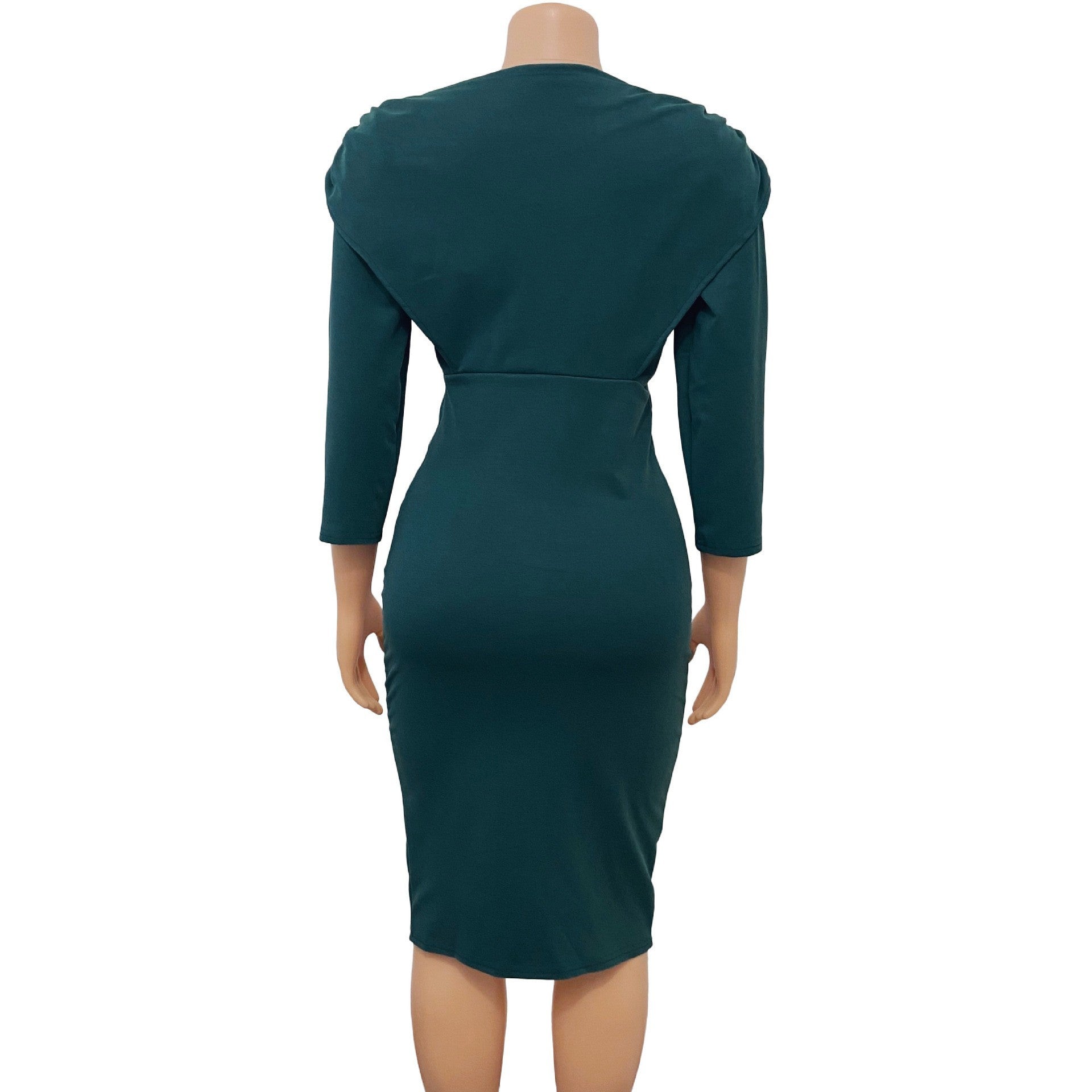 Women'S Spring V Neck Solid Color Bodycon Sexy Fashion Plus Size Dress 11
