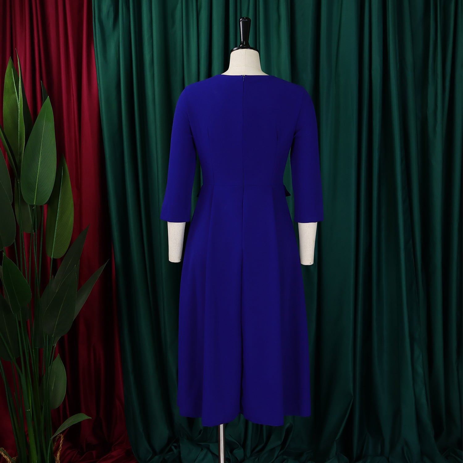 Plus Size African Women Autumn Elegant Solid Pleated Dress 18