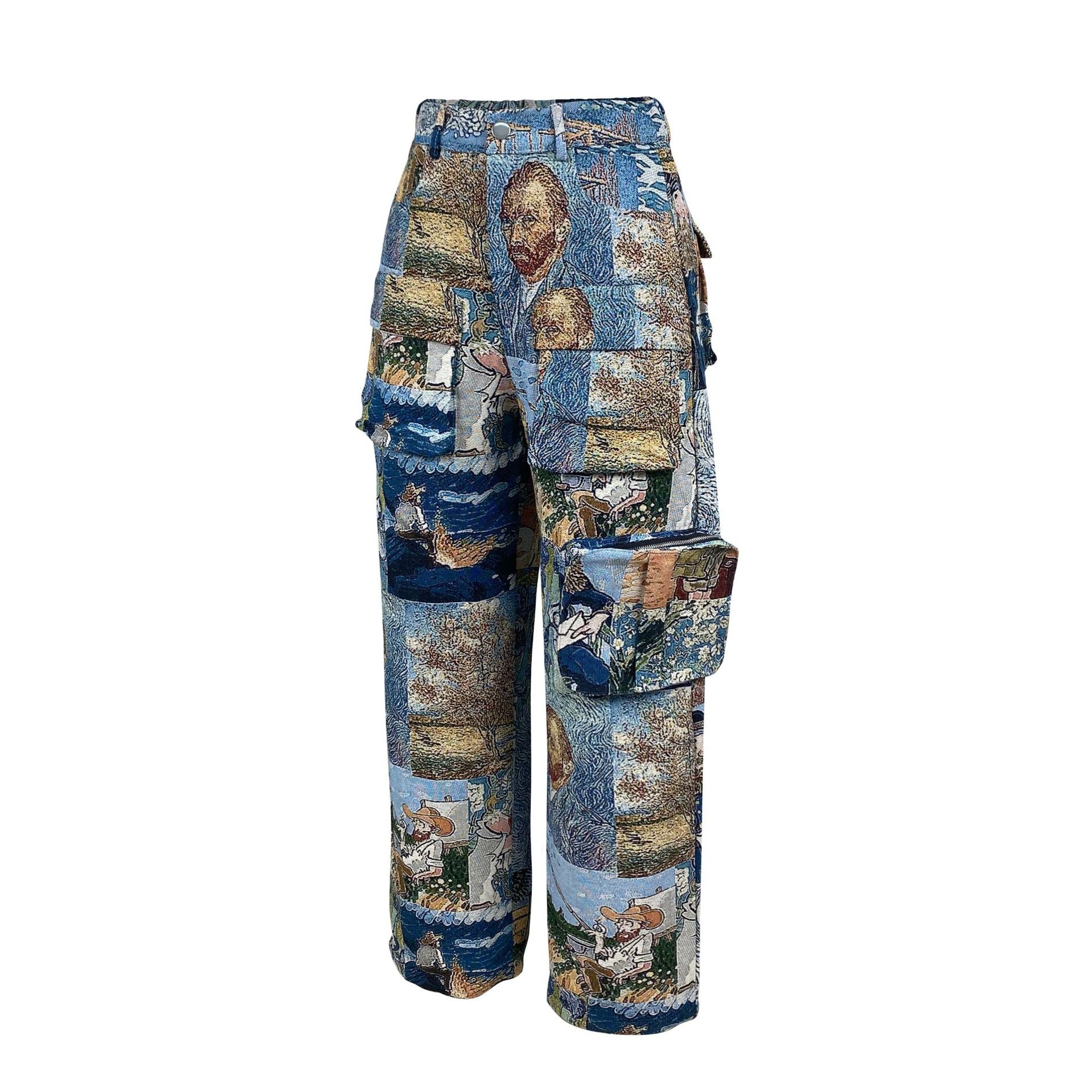 Casual Women's Fashion Trend Jacquard Multi-Pocket Cargo Pants 15
