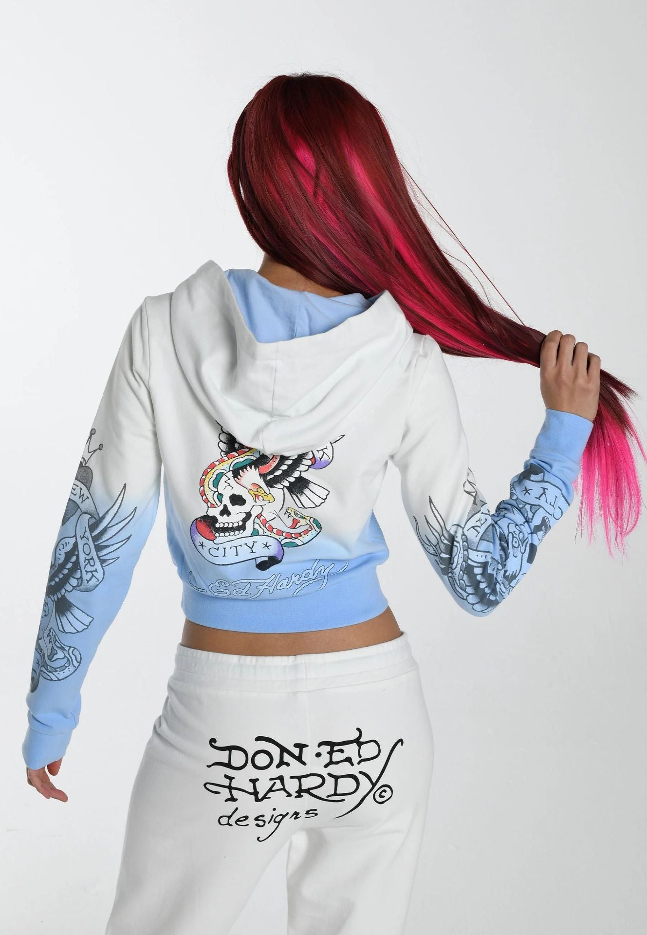 Women's fashion Print zipper hooded Casual two piece tracksuit