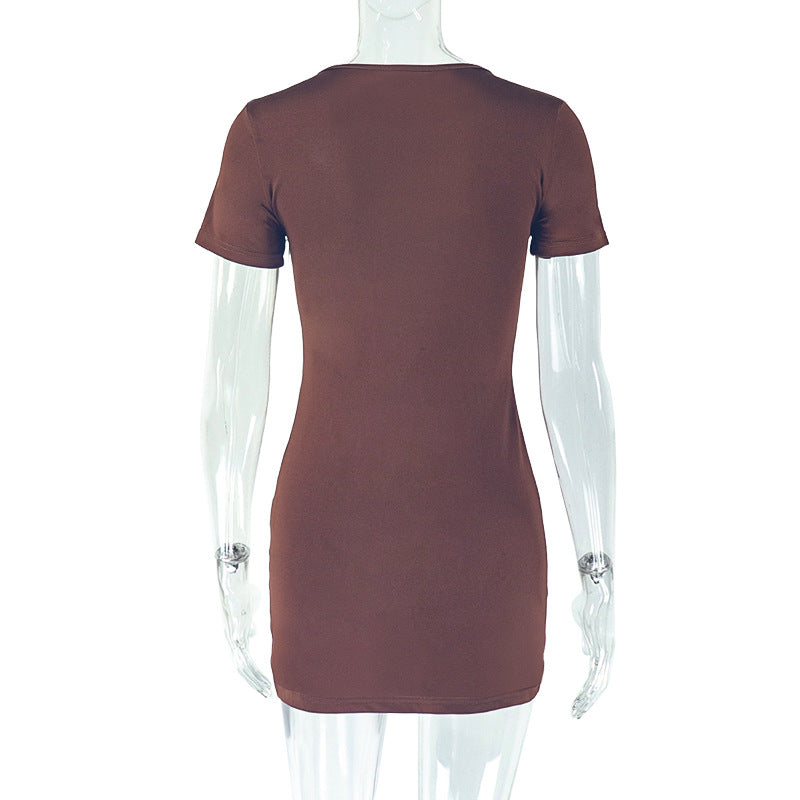 Women Pleated Solid Slit Waist Bodycon Dress 8