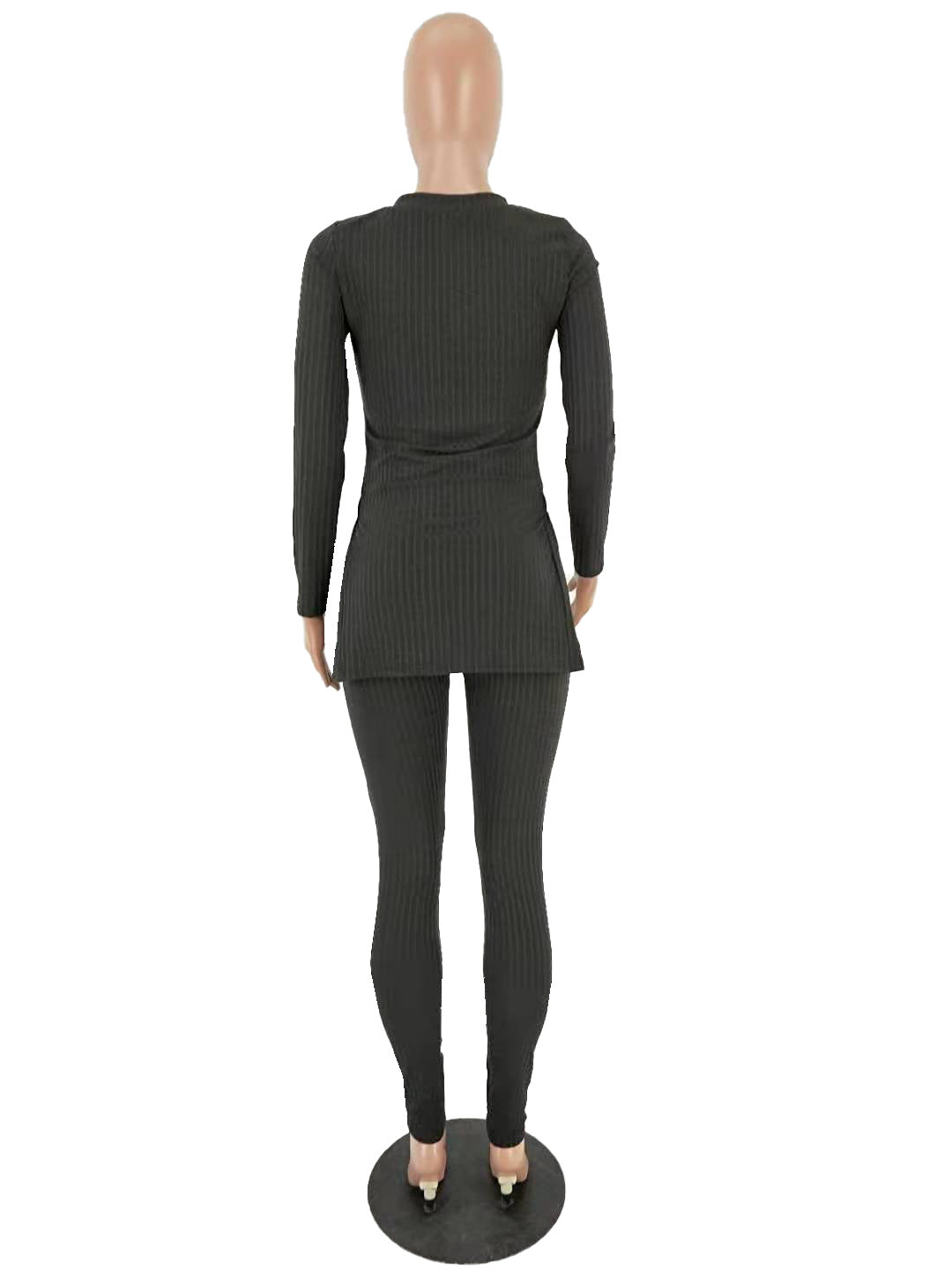 Women slit Ribbed sexy Top and Pant two-piece set 15