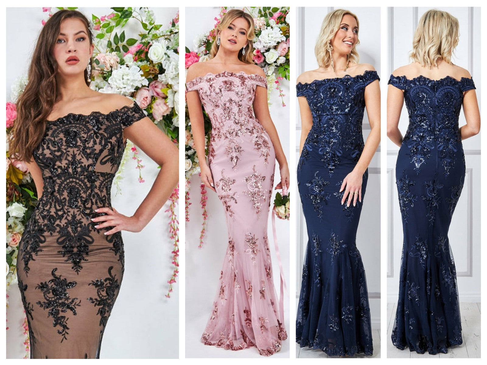 Women Elegant off shoulder sequins Fishtail Evening Dress 7