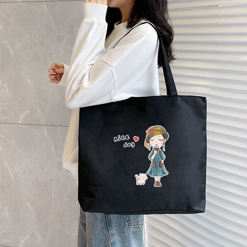 Women Canvas Bag Single Shoulder Handbag Tote Bag 9