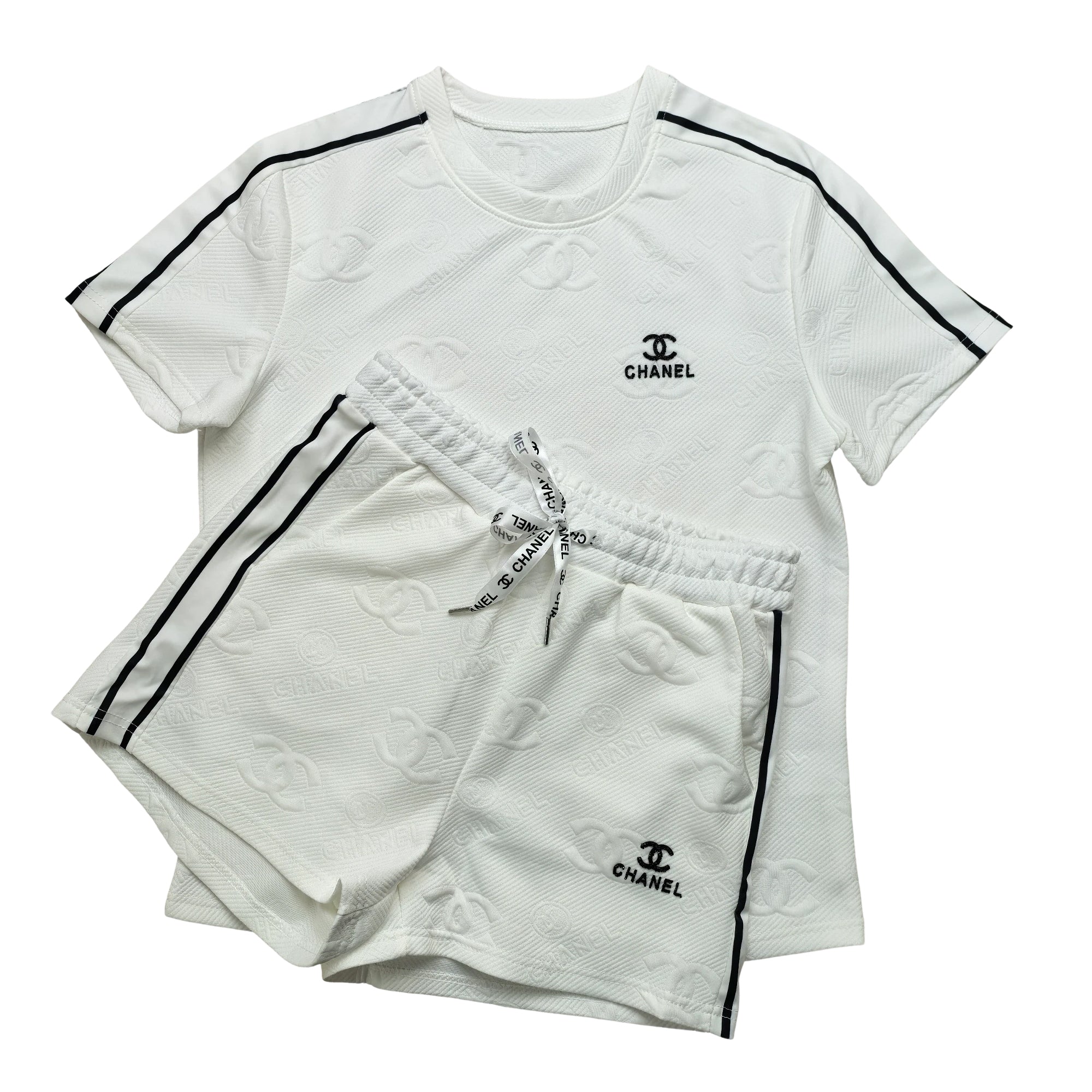 Women Jacquard Short Sleeve Top and Shorts Sports Two Piece Set 12