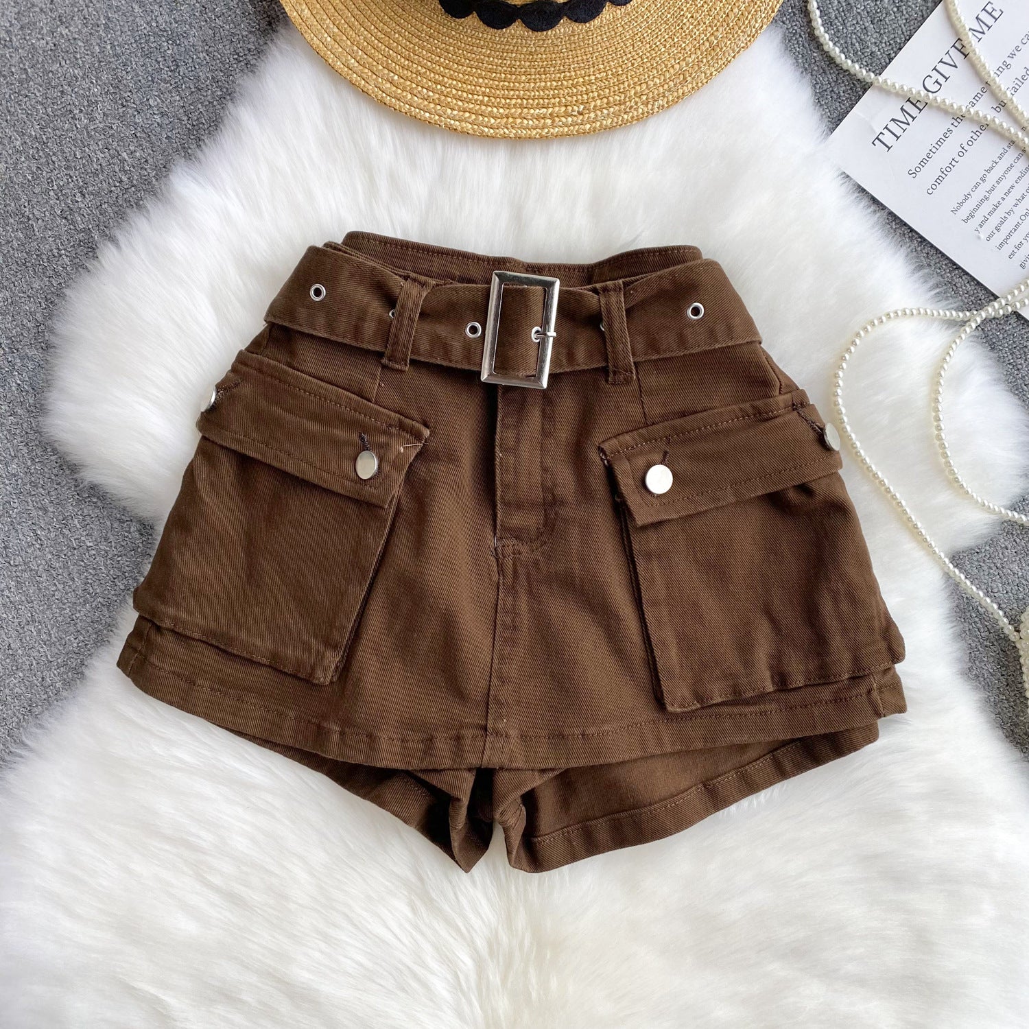 Women American Retro Cargo Denim Shorts 6