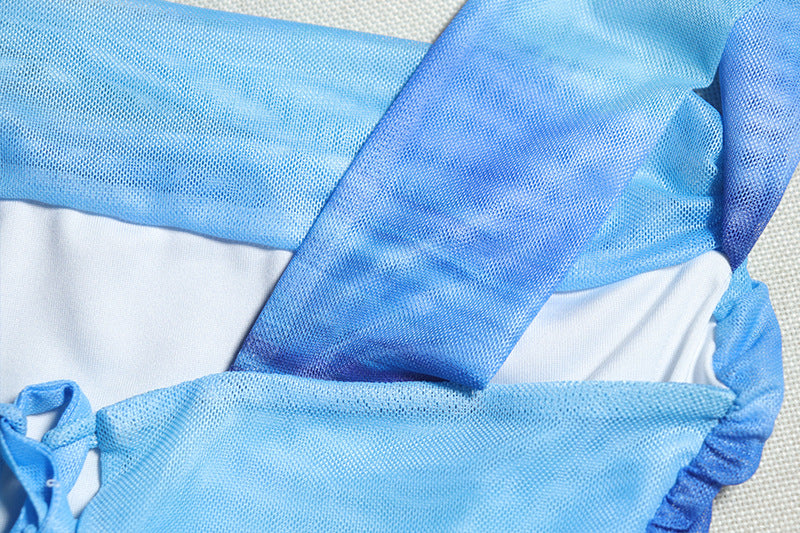 Women sexy lace-up vest And split printed skirt two-piece set 13