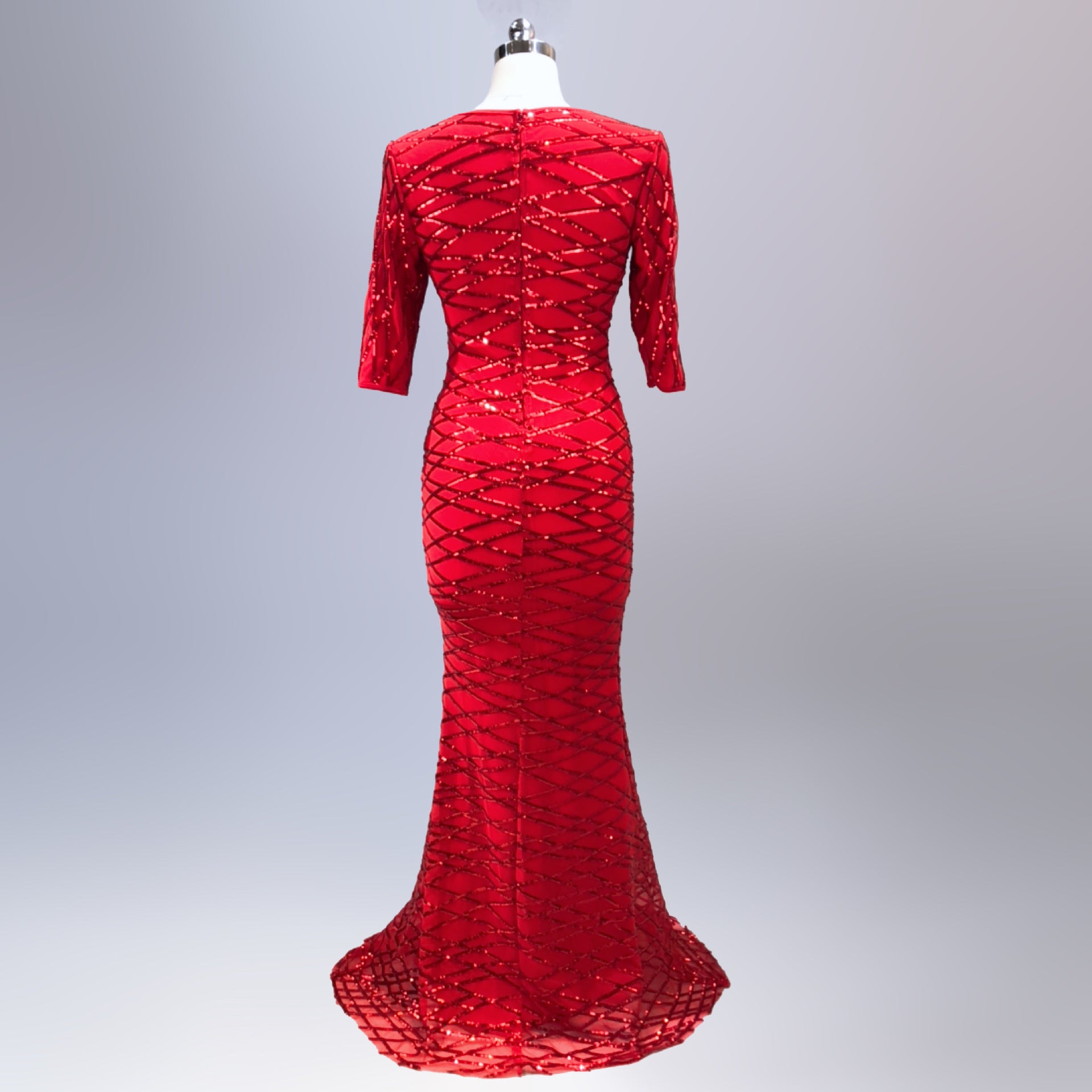 Long Sequin Half Sleeve Plus Size Fat Beauty Mermaid Formal Party Evening Dress 20