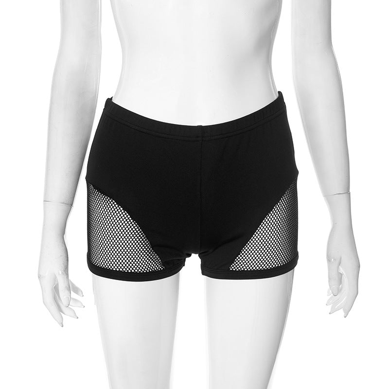 Fishing Net Patchwork Hollow Sexy Basic Shorts for Women 9