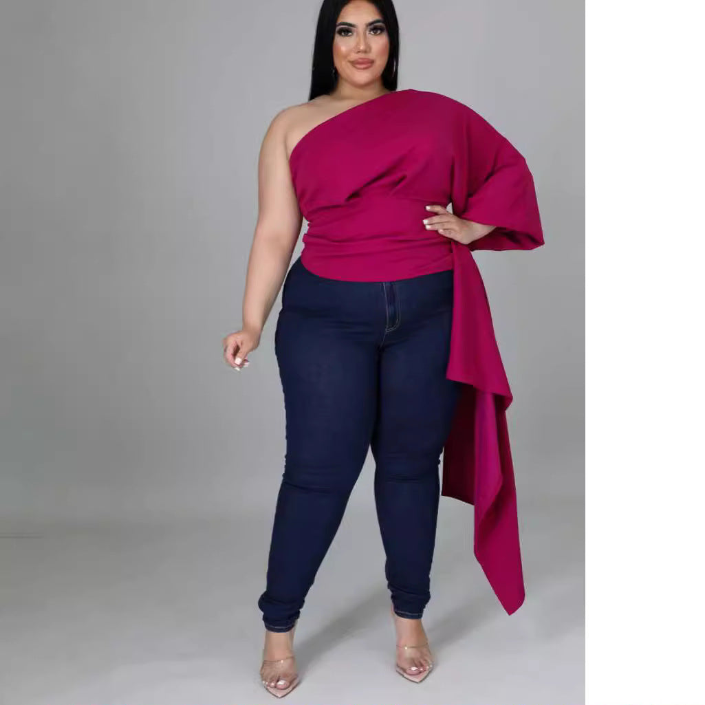 One Shoulder Long Sleeve Irregular Women's Top 10