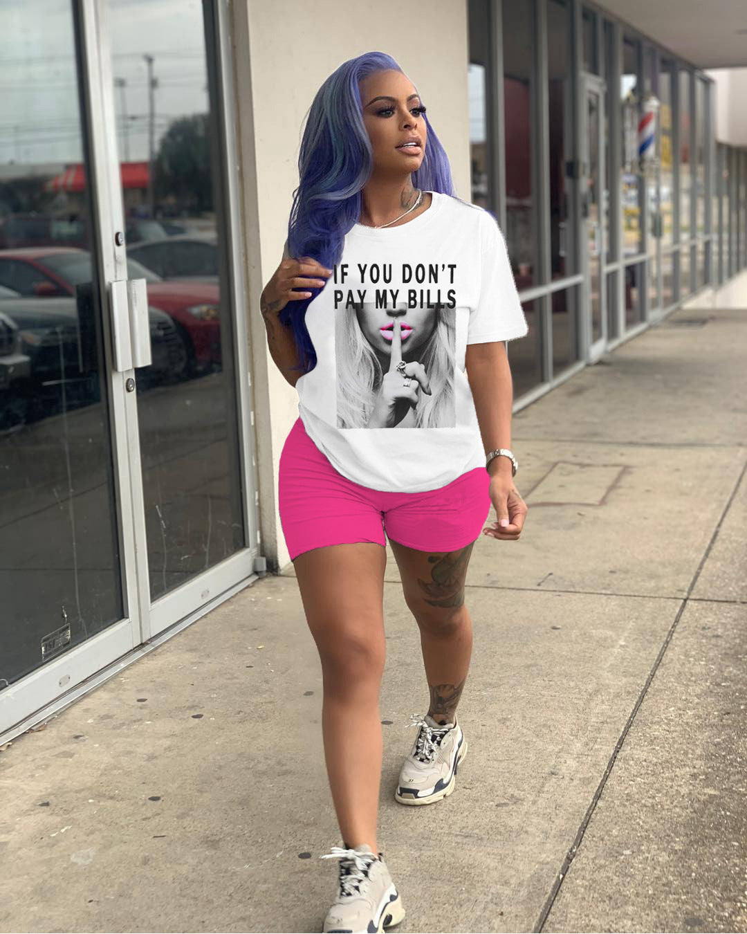 Women Casual Print Top + Shorts Two-Piece Set 7