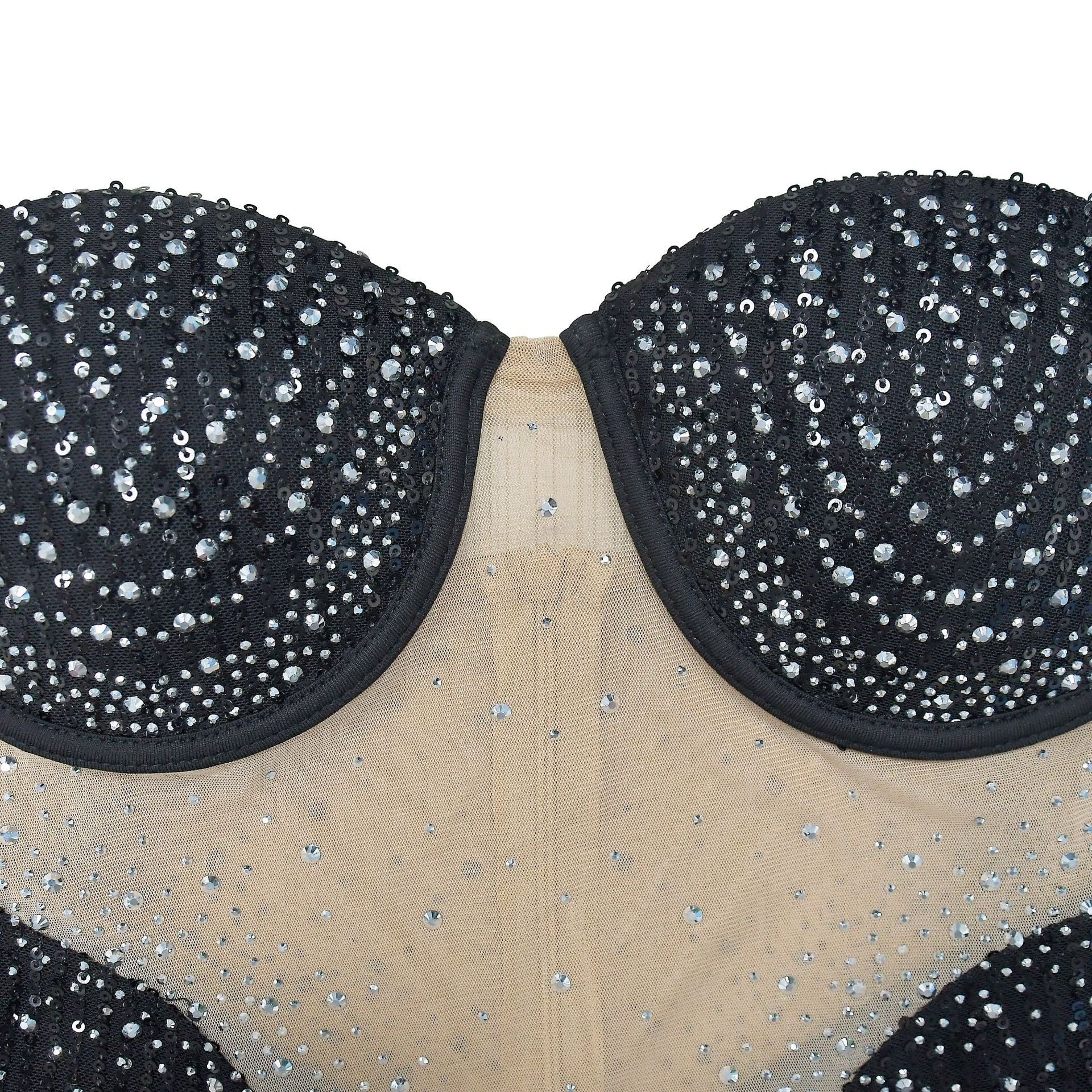 Fashionable women's solid color mesh beaded Straps dress（customized,MOQ 6pcs/size/color,process time 7-10 days） 17